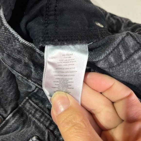 Re/Done Women's Whiskered Cotton Blended Straight Jeans Black Size 26 - Picture 5 of 9